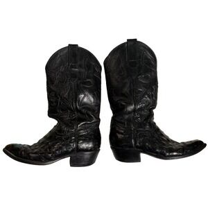 Cowtown Cowboy Boots Black Full Quill Ostrich Leather Size 7.5